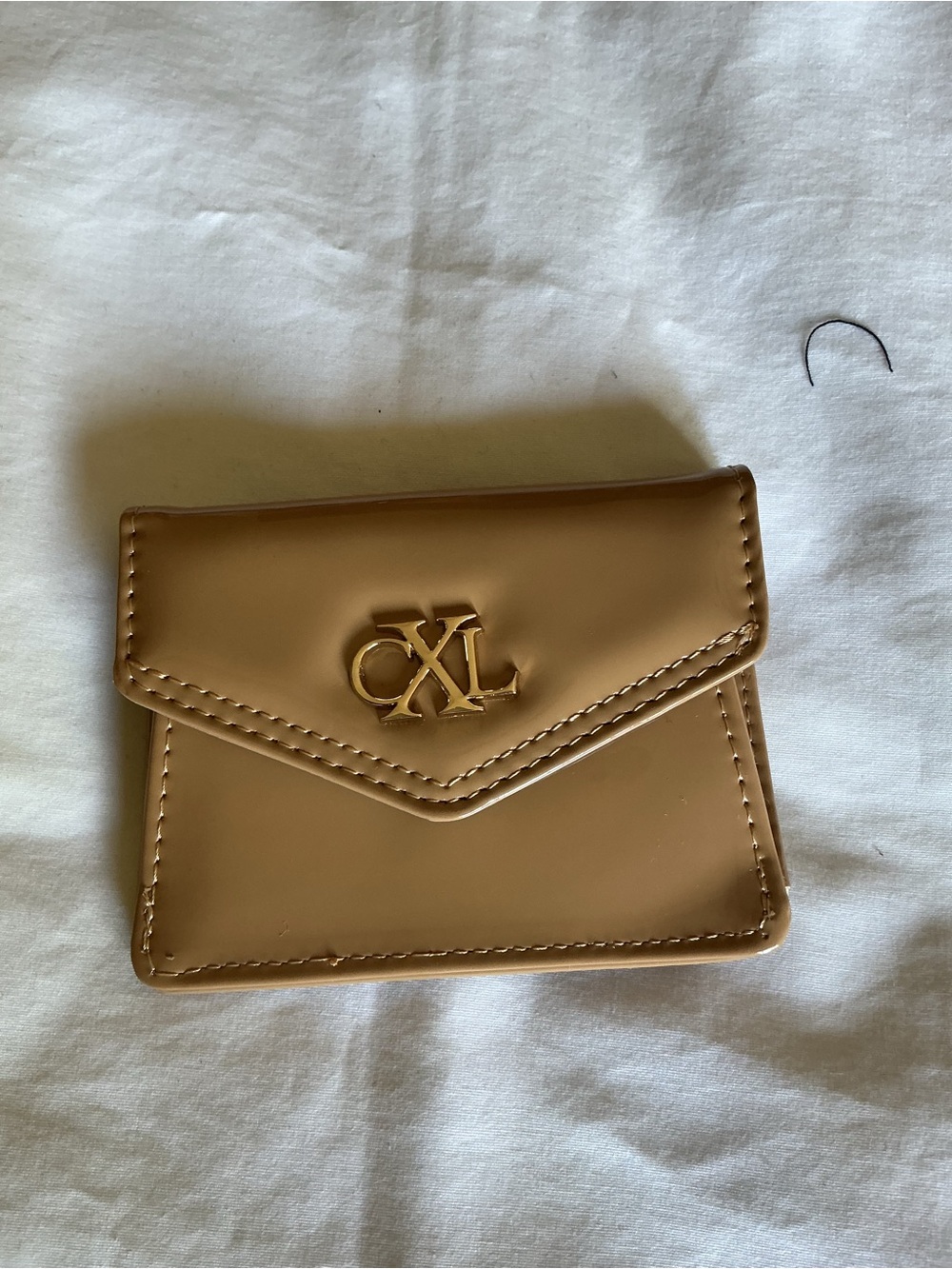 Christian Lacroix Patent Tan Logo Card Case